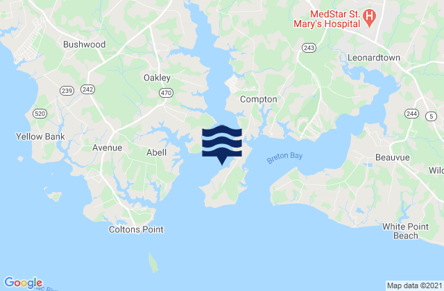 Mapa da tábua de marés em Newtown Neck, United States