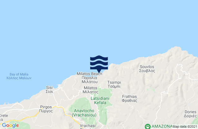 Mapa da tábua de marés em Neápoli, Greece
