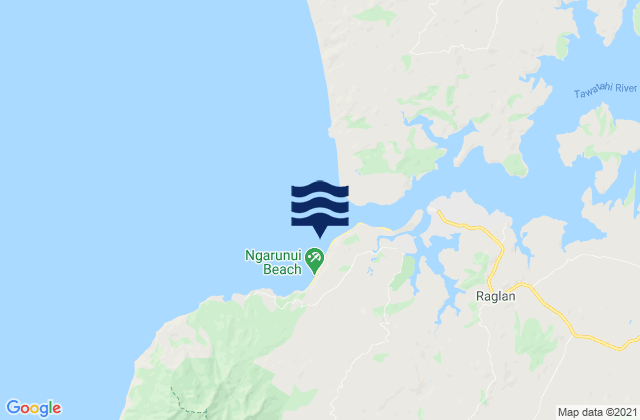 Mapa da tábua de marés em Ngarunui Beach, New Zealand