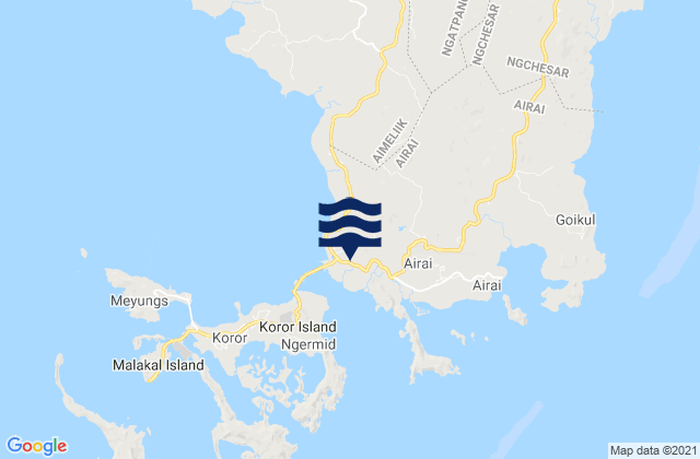 Mapa da tábua de marés em Ngetkib, Palau