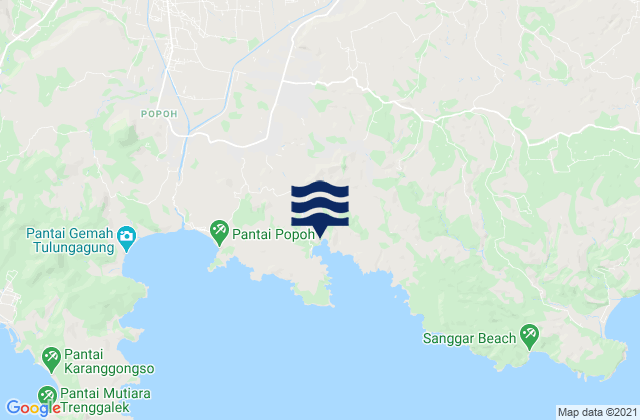 Mapa da tábua de marés em Nglengkong, Indonesia