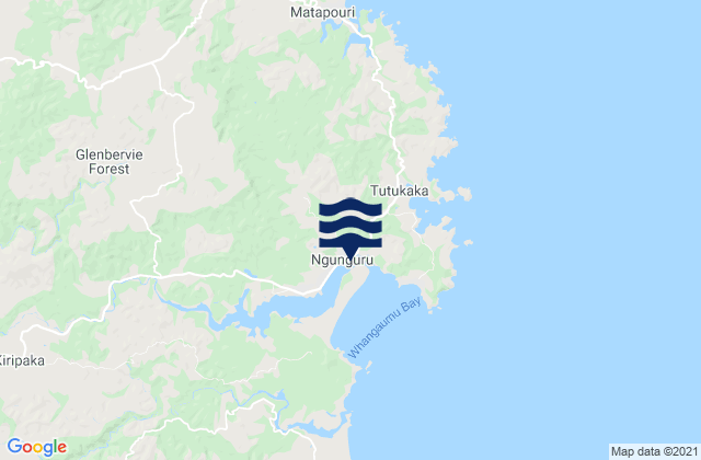 Mapa da tábua de marés em Ngunguru, New Zealand