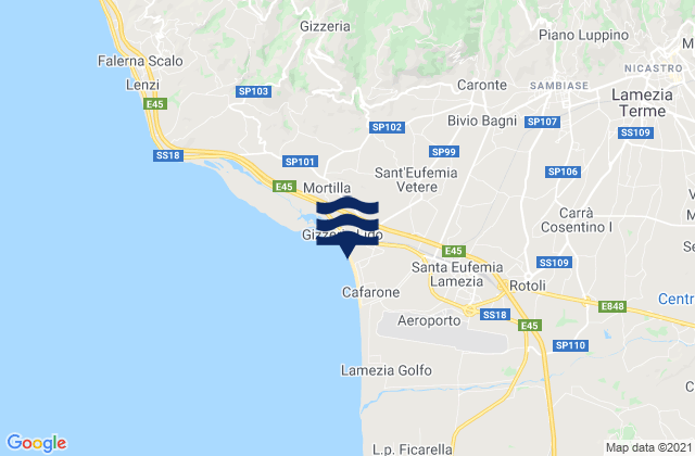 Mapa da tábua de marés em Nicastro, Italy