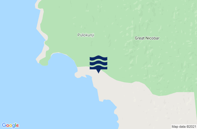 Mapa da tábua de marés em Nicobar, India