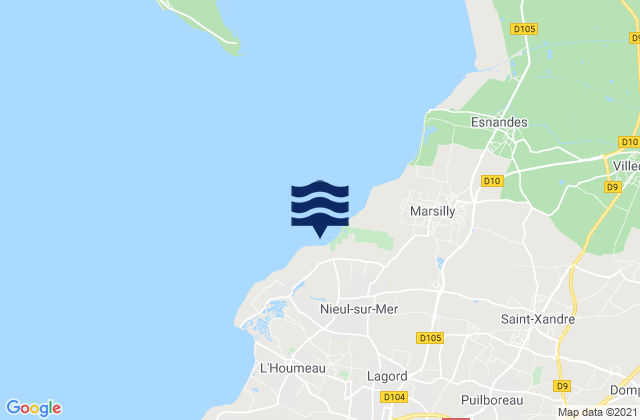 Mapa da tábua de marés em Nieul-sur-Mer, France