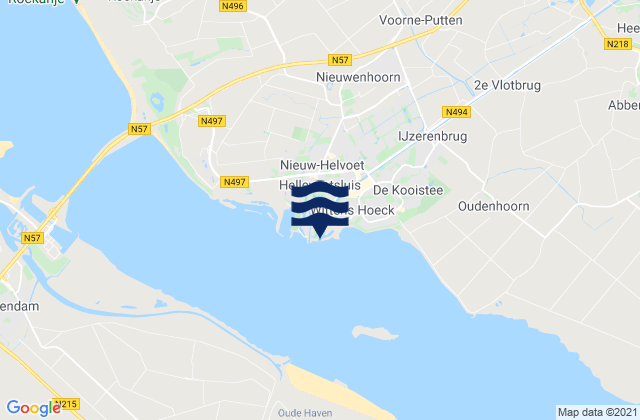 Mapa da tábua de marés em Nieuw-Helvoet, Netherlands