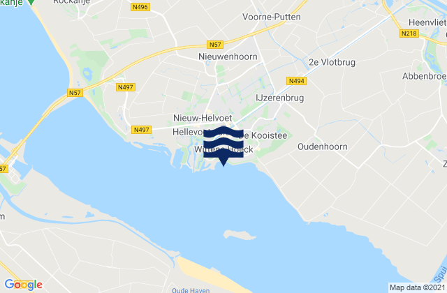 Mapa da tábua de marés em Nieuwenhoorn, Netherlands