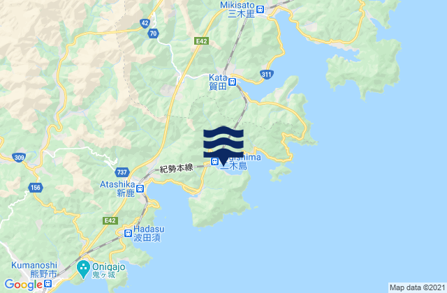 Mapa da tábua de marés em Nigisima, Japan