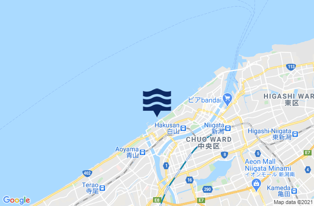 Mapa da tábua de marés em Niigata-shi, Japan