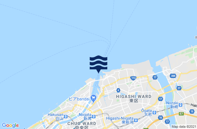 Mapa da tábua de marés em Niigata Ko, Japan