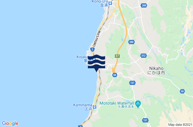 Mapa da tábua de marés em Nikaho-shi, Japan