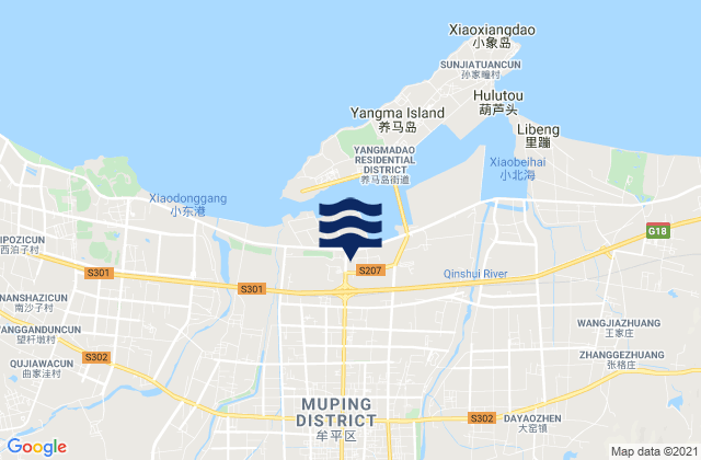 Mapa da tábua de marés em Ninghai, China