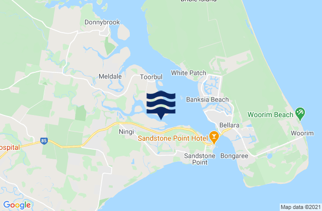Mapa da tábua de marés em Ningi Island, Australia