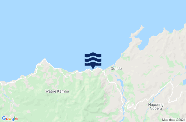Mapa da tábua de marés em Niopanda, Indonesia