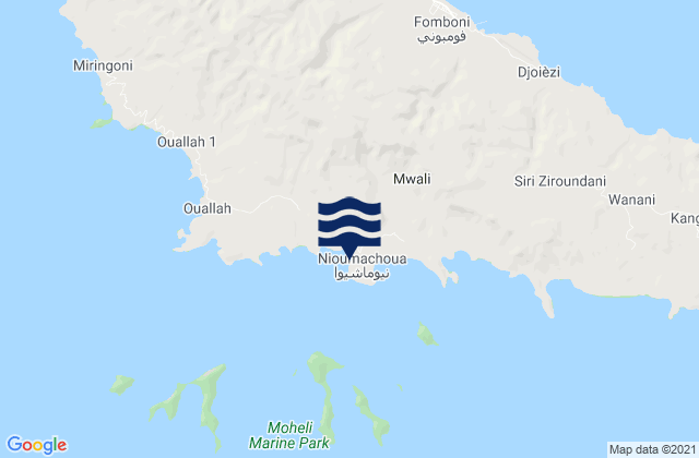 Mapa da tábua de marés em Nioumachoua, Comoros