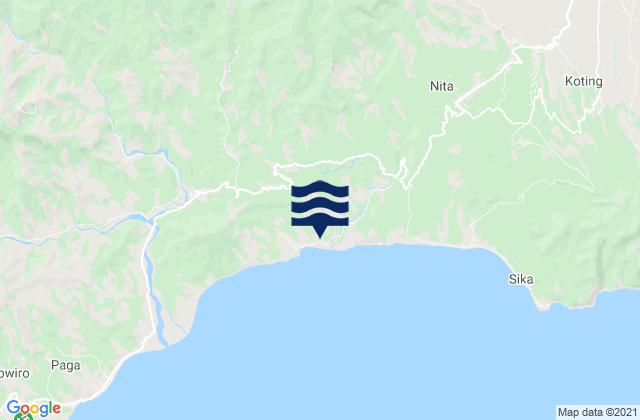 Mapa da tábua de marés em Nirangkliung, Indonesia