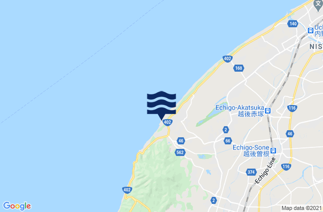 Mapa da tábua de marés em Nishikan-ku, Japan