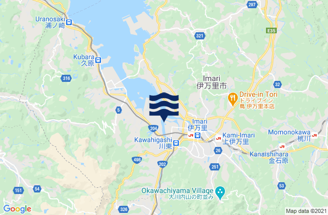 Mapa da tábua de marés em Nishimatsuura-gun, Japan