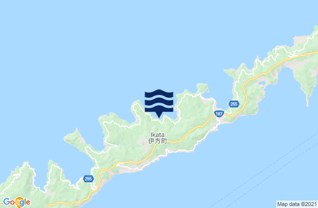 Mapa da tábua de marés em Nishiuwa-gun, Japan