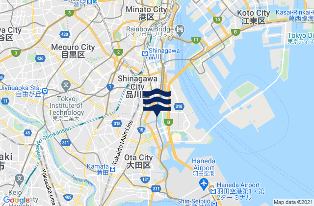 Mapa da tábua de marés em Nisi (Io Sima), Japan
