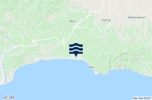 Mapa da tábua de marés em Nita, Indonesia
