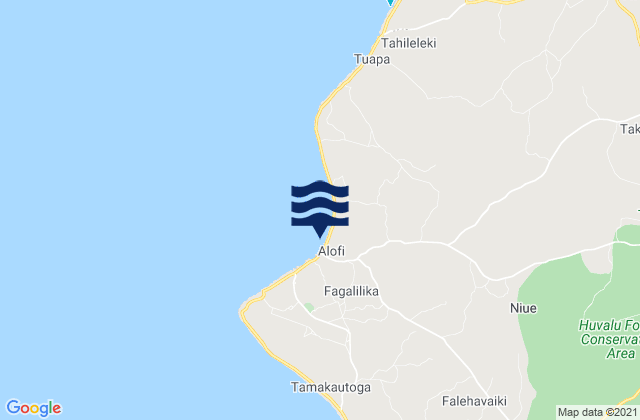 Mapa da tábua de marés em Niue
