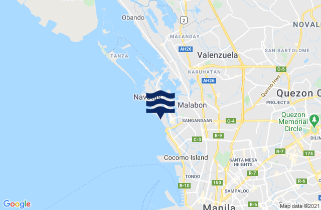 Mapa da tábua de marés em Niugan, Philippines