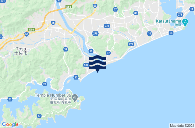 Mapa da tábua de marés em Niyodo, Japan