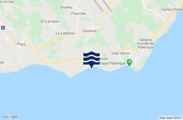 Mapa da tábua de marés em Nizao, Dominican Republic