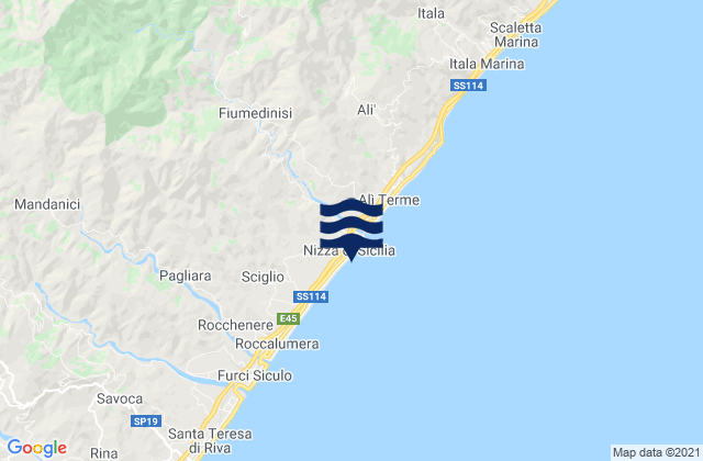 Mapa da tábua de marés em Nizza di Sicilia, Italy