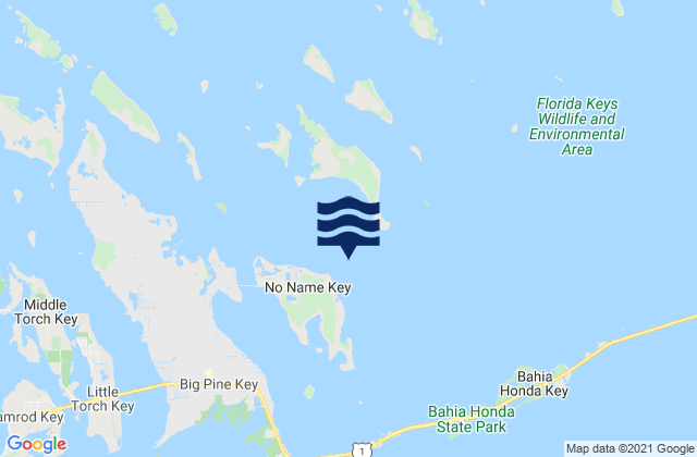 Mapa da tábua de marés em No Name Key northeast of, United States