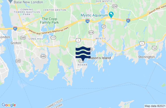 Mapa da tábua de marés em Noank, United States