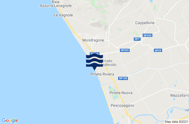 Mapa da tábua de marés em Nocelleto, Italy