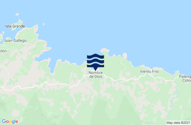 Mapa da tábua de marés em Nombre de Dios, Panama