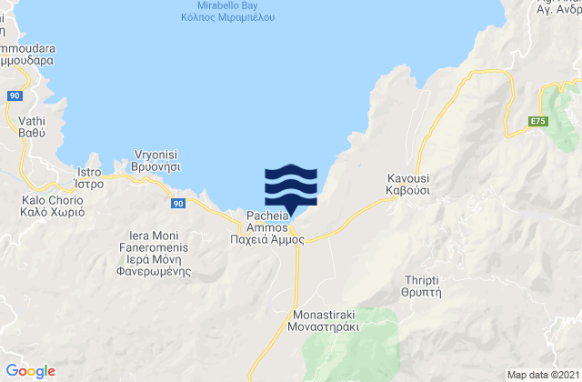 Mapa da tábua de marés em Nomós Lasithíou, Greece