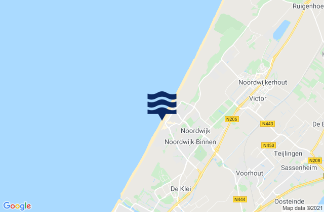 Mapa da tábua de marés em Noordwijk-Binnen, Netherlands