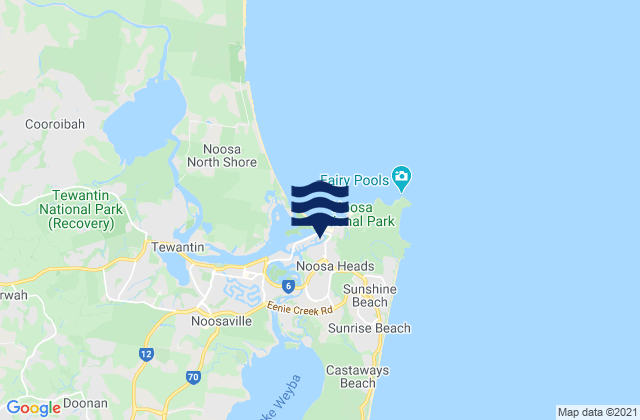 Mapa da tábua de marés em Noosa Heads, Australia
