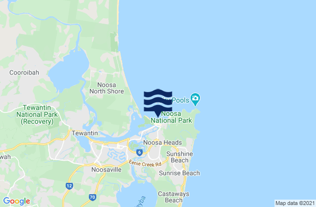 Mapa da tábua de marés em Noosa Main Beach, Australia