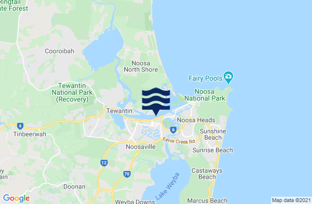 Mapa da tábua de marés em Noosaville, Australia