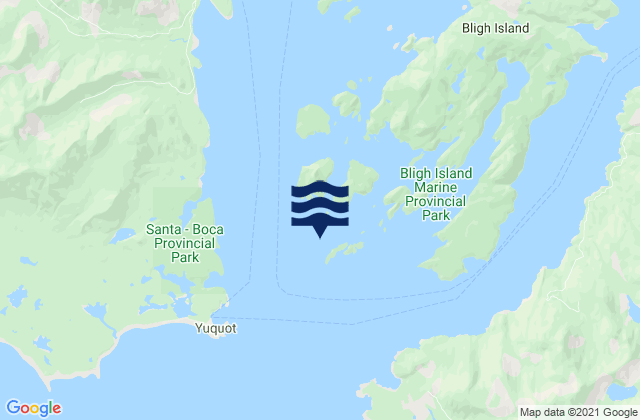 Mapa da tábua de marés em Nootka Sound, Canada