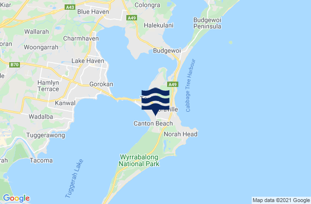Mapa da tábua de marés em Noraville, Australia