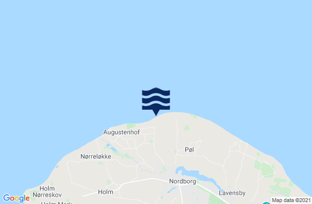 Mapa da tábua de marés em Nordborg, Denmark
