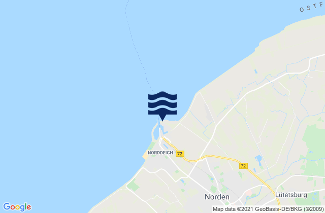 Mapa da tábua de marés em Norddeich Hafen, Netherlands