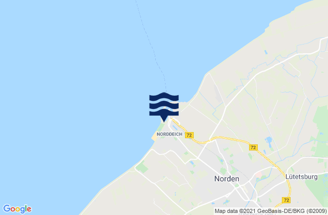 Mapa da tábua de marés em Norddeich, Germany