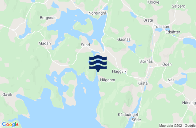 Mapa da tábua de marés em Nordingrå, Sweden