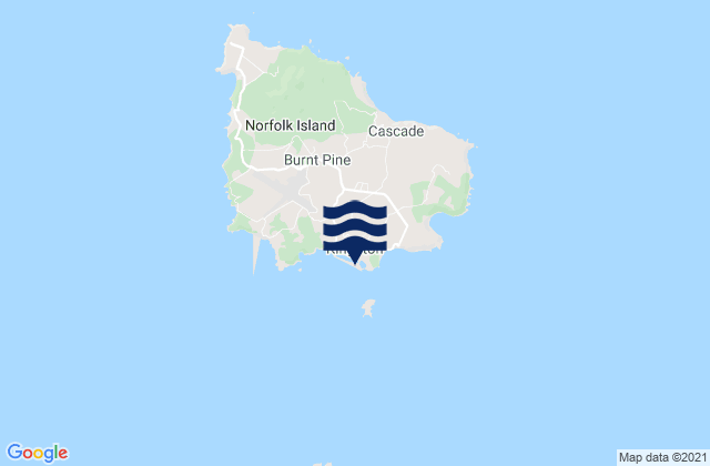 Mapa da tábua de marés em Norfolk Island