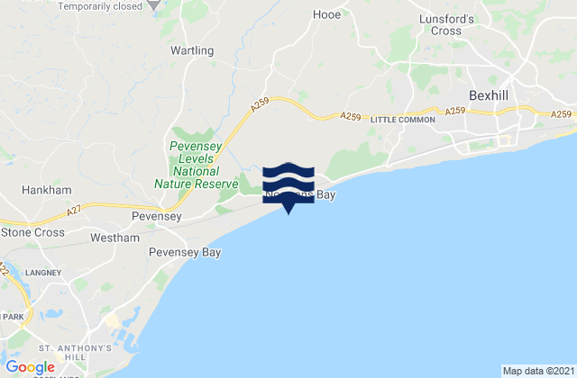 Mapa da tábua de marés em Normans Bay Beach, United Kingdom