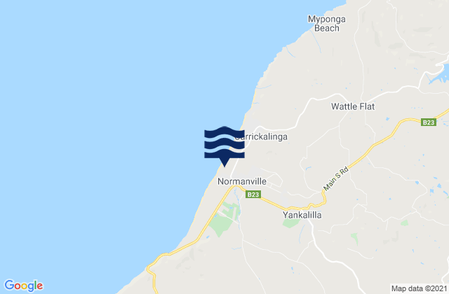 Mapa da tábua de marés em Normanville, Australia