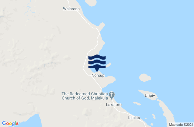 Mapa da tábua de marés em Norsup, Vanuatu