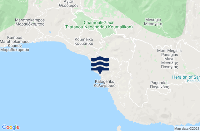 Mapa da tábua de marés em North Aegean, Greece